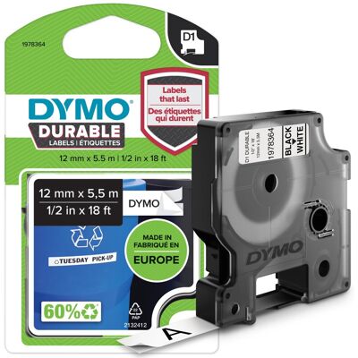 Dymo d1 - durable etichette - nero su bianco - 12mm x 5.5m Dymo d1 - durable etichette - nero su bianco - 12mm x 5.5m