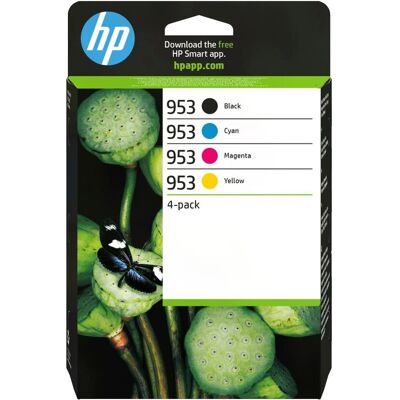 Hp confezione da 4 cartucce di inchiostro nero, ciano, magenta, giallo originali 953 Hp confezione da 4 cartucce di inchiostro nero, ciano, magenta, giallo originali 953