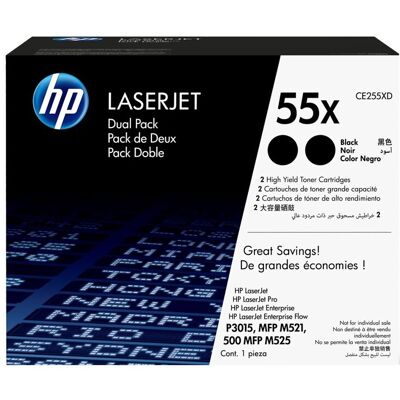 Hp confezione da 2 cartucce originali di toner nero ad alta capacità laserjet 55x Hp confezione da 2 cartucce originali di toner nero ad alta capacità laserjet 55x