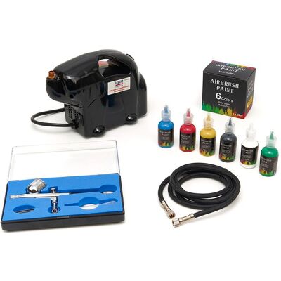 Set aerografo completo HBM - 6 colori per dettagli fini Set aerografo completo HBM - 6 colori per dettagli fini