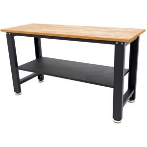 HBM banco da lavoro regolabile in altezza 160 cm, piano di lavoro in legno massello, nero HBM banco da lavoro regolabile in altezza 160 cm, piano di lavoro in legno massello, nero