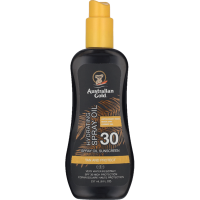 Australian Gold Hydrating Spray Oil Sunscreen SPF30 With Carrot Oil 237 ml Australian Gold Hydrating Spray Oil Sunscreen SPF30 With Carrot Oil 237 ml