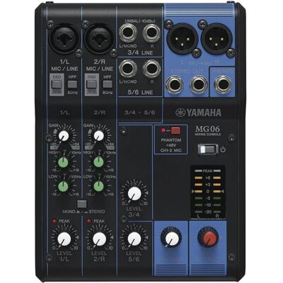 Mixer Audio 6 Canali Yamaha MG06X con Effetti SPX e D-PRE Compatto Mixer Audio 6 Canali Yamaha MG06X con Effetti SPX e D-PRE Compatto