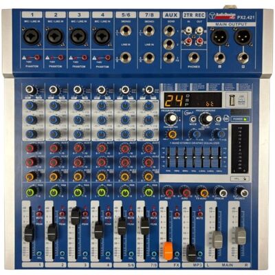 Mixer Audio Compatto USB Bluetooth 4 Canali 24 Effetti Audio Design PX2.421 Mixer Audio Compatto USB Bluetooth 4 Canali 24 Effetti Audio Design PX2.421