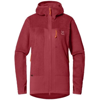 Haglöfs Giacca in pile da donna HAGLOFS Vassi Mid Hood (Carmine Red) L Haglöfs Giacca in pile da donna HAGLOFS Vassi Mid Hood (Carmine Red) L