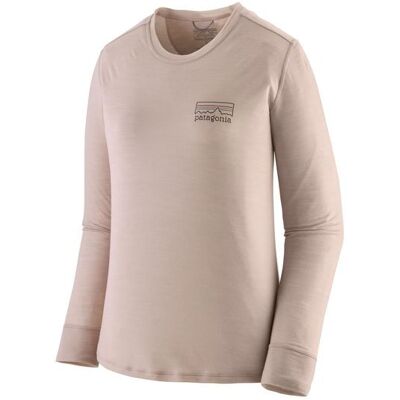 Top tecnico Patagonia W's L/S Cap Cool Merino Blend Graphic Shirt (Fitz Roy Strata: Shroom Taupe) Donna S Top tecnico Patagonia W's L/S Cap Cool Merino Blend Graphic Shirt (Fitz Roy Strata: Shroom Taupe) Donna S
