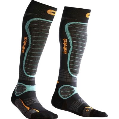 MONNET Mi-bas Gel Protech Ski - Blu/Grigio/Arancione - Taglia 39/40 - Calzini da Sci MONNET Mi-bas Gel Protech Ski - Blu/Grigio/Arancione - Taglia 39/40 - Calzini da Sci