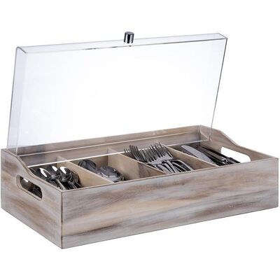 Organizer compatto posate APS - Quattro scomparti - Legno di acacia resistente Organizer compatto posate APS - Quattro scomparti - Legno di acacia resistente