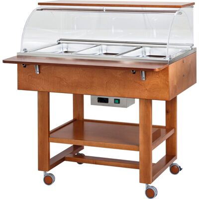 Forcar Carrello Termico a Bagnomaria in Legno 3 x GN 1/1 Noce Forcar Carrello Termico a Bagnomaria in Legno 3 x GN 1/1 Noce
