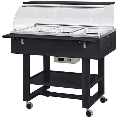 Forcar Carrello Termico a Bagnomaria in Legno 3 x GN 1/1 Nero Forcar Carrello Termico a Bagnomaria in Legno 3 x GN 1/1 Nero