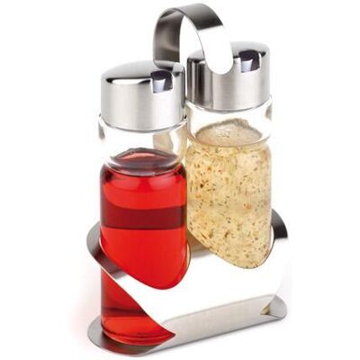 Assheuer + Pott - APS Essig-/Öl-Menage -Pro- - Matte Stainless - Glass Bottles - Set Olio & Aceto Assheuer + Pott - APS Essig-/Öl-Menage -Pro- - Matte Stainless - Glass Bottles - Set Olio & Aceto