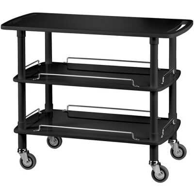 Forcar Carrello di Servizio in Legno 3 Piani 110 x 55 cm Laccato Nero Forcar Carrello di Servizio in Legno 3 Piani 110 x 55 cm Laccato Nero