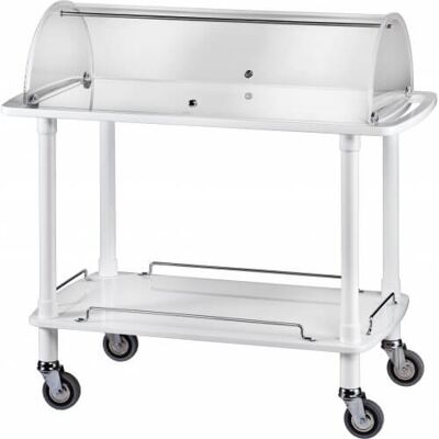 Forcar Carrello di Servizio in Legno con Cupola 2 Piani 110 x 55 cm Laccato Bianco Forcar Carrello di Servizio in Legno con Cupola 2 Piani 110 x 55 cm Laccato Bianco