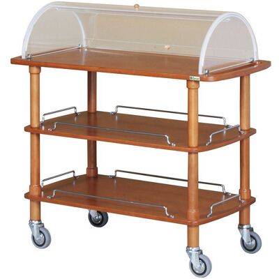 Forcar Carrello di Servizio in Legno con Cupola 3 Piani 110 x 55 cm Laccato Bianco Forcar Carrello di Servizio in Legno con Cupola 3 Piani 110 x 55 cm Laccato Bianco