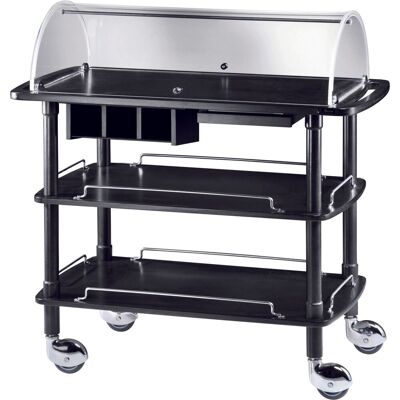 Forcar Carrello di Servizio in Legno con Cupola 3 Piani 110 x 55 cm Laccato Nero Forcar Carrello di Servizio in Legno con Cupola 3 Piani 110 x 55 cm Laccato Nero