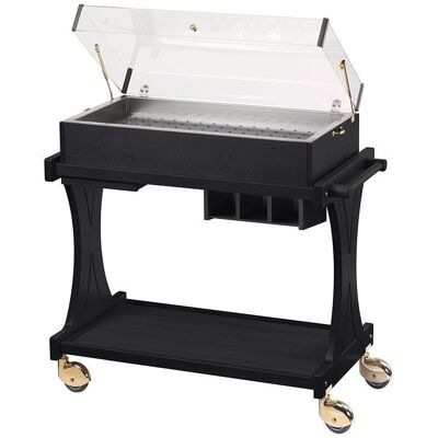 Forcar Carrello di Servizio in Legno con Cupola 2 Piani con 8 Piastre Refrigeranti 106 x 55 cm Nero Forcar Carrello di Servizio in Legno con Cupola 2 Piani con 8 Piastre Refrigeranti 106 x 55 cm Nero
