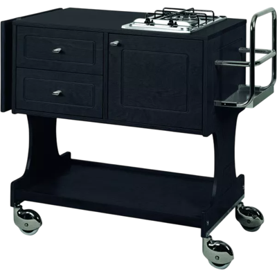 Forcar Carrello Flambè con Piastra Fuoco e Portabottiglie 145 x 58 cm Nero Forcar Carrello Flambè con Piastra Fuoco e Portabottiglie 145 x 58 cm Nero