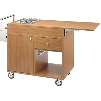Forcar Carrello Flambè con Piastra Fuoco e Portabottiglie 137 x 57 cm Noce Forcar Carrello Flambè con Piastra Fuoco e Portabottiglie 137 x 57 cm Noce