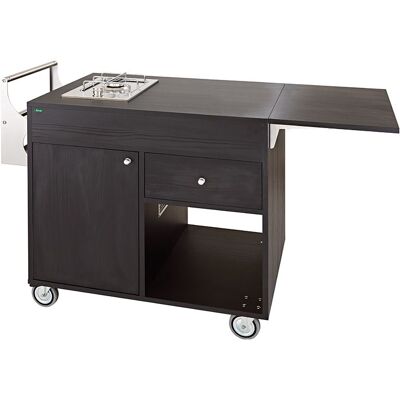 Forcar Carrello Flambè con Piastra Fuoco e Portabottiglie 137 x 57 cm Nero Forcar Carrello Flambè con Piastra Fuoco e Portabottiglie 137 x 57 cm Nero