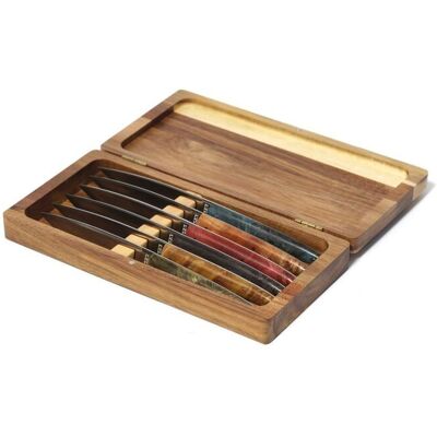 Comas Scatola Di Legno 6 Coltelli Bistecca Colorate Mix Comas Scatola Di Legno 6 Coltelli Bistecca Colorate Mix