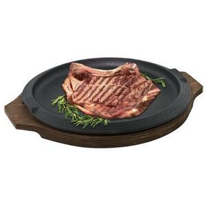 Piatto da servizio rotondo in ghisa smaltata con vassoio in legno - Piatto da servizio Piatto da servizio rotondo in ghisa smaltata con vassoio in legno - Piatto da servizio