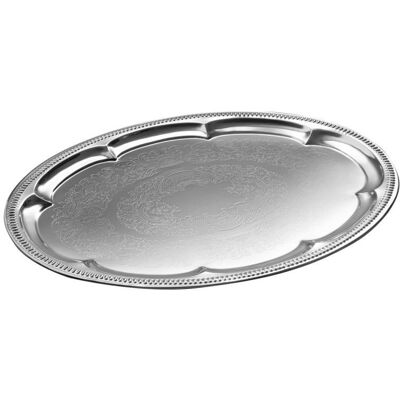 Piatti per feste APS - Ovale 46x34cm - Nichel e Cromo - Inserto decorativo Piatti per feste APS - Ovale 46x34cm - Nichel e Cromo - Inserto decorativo