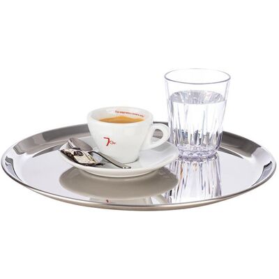 Vassoio da servizio APS -KAFFEEHAUS- Ø 27 cm, H: 1,5 cm Acciaio inossidabile, lucido Vassoio da servizio APS -KAFFEEHAUS- Ø 27 cm, H: 1,5 cm Acciaio inossidabile, lucido