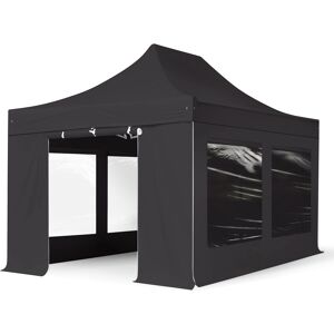 TOOLPORT 3x4,5m gazebo pieghevole PES con laterali (finestre panoramiche), PROFESSIONAL alluminio, nero - (600200) TOOLPORT 3x4,5m gazebo pieghevole PES con laterali (finestre panoramiche), PROFESSIONAL alluminio, nero - (600200)