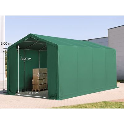 TOOLPORT 4x8 m tendostruttura, altezza 3,0m porta a cerniera, PVC 850, verde scuro, con statica (sottofondo in terra) - (93842) TOOLPORT 4x8 m tendostruttura, altezza 3,0m porta a cerniera, PVC 850, verde scuro, con statica (sottofondo in terra) - (93842)
