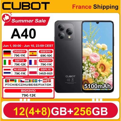 Cubot A40 Smartphone Android 15 12 GB(4 + 8 )+ 256 GB 6,88'' 120Hz 5100 mAh NFC/GPS Riconoscimento Facciale 4G Telephone Portable IPS nero Cubot A40 Smartphone Android 15 12 GB(4 + 8 )+ 256 GB 6,88'' 120Hz 5100 mAh NFC/GPS Riconoscimento Facciale 4G Telephone Portable IPS nero