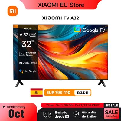 Xiaomi TV A 32, dimensioni compatte con schermo colorato, suono dinamico con audio Dolby ™ , DTS-X e DTS Virtuale:X, Fini metallici di fascia alta Xiaomi TV A 32, dimensioni compatte con schermo colorato, suono dinamico con audio Dolby ™ , DTS-X e DTS Virtuale:X, Fini metallici di fascia alta