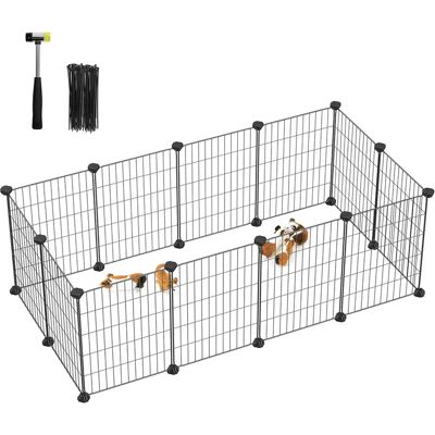 SONGMICS Gabbia per animali domestici, recinzione in metallo per criceti, conigli, parco per animali fai da te, per piccoli animali, nero/bianco SONGMICS Gabbia per animali domestici, recinzione in metallo per criceti, conigli, parco per animali fai da te, per piccoli animali, nero/bianco