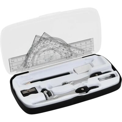 NONE Set di compassi geometrici da 10 pezzi - Kit matematico con righello, goniometro, compasso, matita - Set di geometria infrangibile per studenti e disegno tecnico (nero o blu) NONE Set di compassi geometrici da 10 pezzi - Kit matematico con righello, goniometro, compasso, matita - Set di geometria infrangibile per studenti e disegno tecnico (nero o blu)
