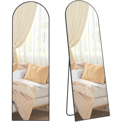SONGMICS Specchio a figura intera, 160 x 50 cm, Specchio ad arco con supporto, Specchio con cornice in lega di alluminio, Vetro temperato, per camera da letto, soggiorno, spogliatoio, Nero SONGMICS Specchio a figura intera, 160 x 50 cm, Specchio ad arco con supporto, Specchio con cornice in lega di alluminio, Vetro temperato, per camera da letto, soggiorno, spogliatoio, Nero