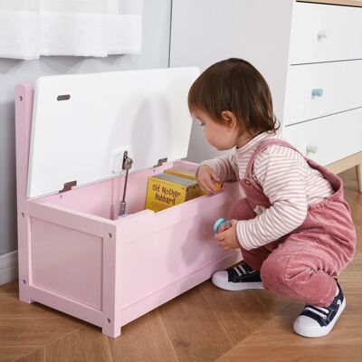 HOMCOM Cassapanca per Bambini 2-5 Anni, 2 in 1 Panca Contenitore in Legno con Schienale e Pistone per Chiusura Sicura, Capacità 40 kg, 60x30x50cm Rosa HOMCOM Cassapanca per Bambini 2-5 Anni, 2 in 1 Panca Contenitore in Legno con Schienale e Pistone per Chiusura Sicura, Capacità 40 kg, 60x30x50cm Rosa