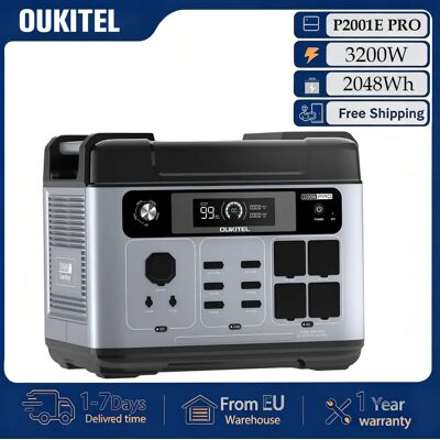 OUKITEL P2001 Pro Stazione di Alimentazione Portatile 3200W, Batteria LiFePO4 da 2048Wh, Generatore Solare, Alimentatore di Emergenza Portatile per Interruzioni di Corrente Domestiche, Campeggio, nero OUKITEL P2001 Pro Stazione di Alimentazione Portatile 3200W, Batteria LiFePO4 da 2048Wh, Generatore Solare, Alimentatore di Emergenza Portatile per Interruzioni di Corrente Domestiche, Campeggio, nero