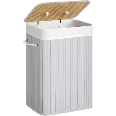SONGMICS Cesto Portabiancheria con Coperchio, 72L, Cesto Portabiancheria in Bambù, Pieghevole, con Sacca Lavabile Rimovibile, Manici, per Biancheria, Camera da Letto, Grigio/Naturale/Nero/Bianco Bianco SONGMICS Cesto Portabiancheria con Coperchio, 72L, Cesto Portabiancheria in Bambù, Pieghevole, con Sacca Lavabile Rimovibile, Manici, per Biancheria, Camera da Letto, Grigio/Naturale/Nero/Bianco Bianco