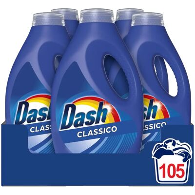 DASH Detersivo Liquido Lavatrice, 105 Lavaggi (21x5), Classico, Rimuove Le Macchie, Efficace Anche A Freddo E In Cicli Brevi DASH Detersivo Liquido Lavatrice, 105 Lavaggi (21x5), Classico, Rimuove Le Macchie, Efficace Anche A Freddo E In Cicli Brevi