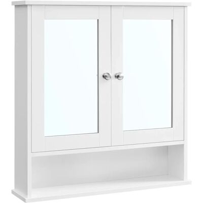 VASAGLE Armadio a specchio, Armadio da bagno, Armadio a muro, Armadio alto con 2 ante a specchio e vano aperto, Ripiano regolabile, Montaggio a parete, 13 x 56,5 x 58,5 cm, Bianco Bianco VASAGLE Armadio a specchio, Armadio da bagno, Armadio a muro, Armadio alto con 2 ante a specchio e vano aperto, Ripiano regolabile, Montaggio a parete, 13 x 56,5 x 58,5 cm, Bianco Bianco
