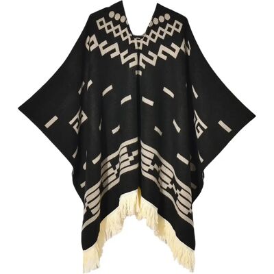 NONE Poncho Unisex Stile Western, Sciarpa con Frange Geometriche, Coperta in Maglia Spessa per Campeggio, Uso Quotidiano e Viaggi NONE Poncho Unisex Stile Western, Sciarpa con Frange Geometriche, Coperta in Maglia Spessa per Campeggio, Uso Quotidiano e Viaggi