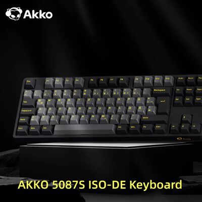 AKKO 5087S Tastiera da gioco meccanica con layout ISO-DE nero e oro N-Key Rollover TKL RGB Tastiere personalizzate cablate hot-swap V3 Pro Cream Yellow AKKO 5087S Tastiera da gioco meccanica con layout ISO-DE nero e oro N-Key Rollover TKL RGB Tastiere personalizzate cablate hot-swap V3 Pro Cream Yellow