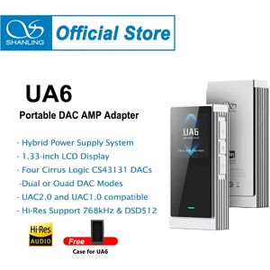 Shanling UA6 DAC USB Portatile HIFI con Amplificatore per Cuffie, 4 DAC CS43131, Supporto Audio Hi-Res DSD 512, Uscita Bilanciata 3.5mm/4.4mm UA6 black with case Shanling UA6 DAC USB Portatile HIFI con Amplificatore per Cuffie, 4 DAC CS43131, Supporto Audio Hi-Res DSD 512, Uscita Bilanciata 3.5mm/4.4mm UA6 black with case