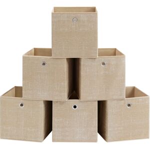 SONGMICS Scatole portaoggetti, set di 6 scatole in tessuto non tessuto con maniglia, 30 x 30 x 30 cm, unità di stoccaggio, per scaffali, pieghevoli, porta abiti, beige sabbia/tortora screziato/nero SONGMICS Scatole portaoggetti, set di 6 scatole in tessuto non tessuto con maniglia, 30 x 30 x 30 cm, unità di stoccaggio, per scaffali, pieghevoli, porta abiti, beige sabbia/tortora screziato/nero