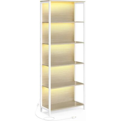VASAGLE Libreria a 6 livelli con luce LED, libreria con luci regolabili, struttura in acciaio, 30,3 x 60 x 178,6 cm, per soggiorno, camera da letto, ufficio, beige naturale VASAGLE Libreria a 6 livelli con luce LED, libreria con luci regolabili, struttura in acciaio, 30,3 x 60 x 178,6 cm, per soggiorno, camera da letto, ufficio, beige naturale