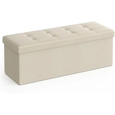 SONGMICS Puff Imbottito, Baule Contenitore Pieghevole 38x110x38 cm, Sgabello Poggiapiedi, Banco Portaoggetti, Portata 300 kg, per Soggiorno, Ingresso, Crema/Bianco/Grigio Chiaro/Marrone SONGMICS Puff Imbottito, Baule Contenitore Pieghevole 38x110x38 cm, Sgabello Poggiapiedi, Banco Portaoggetti, Portata 300 kg, per Soggiorno, Ingresso, Crema/Bianco/Grigio Chiaro/Marrone