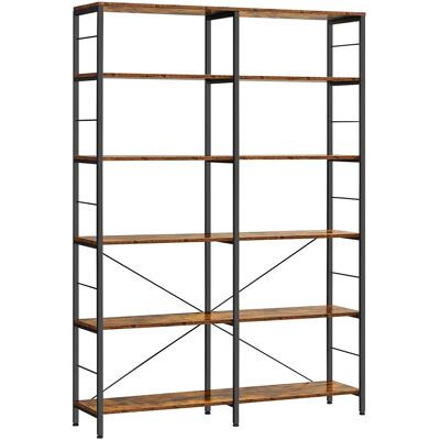 VASAGLE Libreria a 6 livelli, scaffale portaoggetti, divisorio per ambienti, 30 x 120 x 172,5 cm, stile industriale, per soggiorno, studio, balcone, cucina, marrone rustico e nero VASAGLE Libreria a 6 livelli, scaffale portaoggetti, divisorio per ambienti, 30 x 120 x 172,5 cm, stile industriale, per soggiorno, studio, balcone, cucina, marrone rustico e nero
