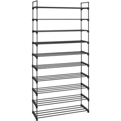 SONGMICS Scarpiera a 10 Ripiani, Scarpiera Alta per Scarpe Sottili, Portascarpe, Metallo, Salvaspazio, Vestito, Ingresso, 30 x 94 x 206 cm, Nero SONGMICS Scarpiera a 10 Ripiani, Scarpiera Alta per Scarpe Sottili, Portascarpe, Metallo, Salvaspazio, Vestito, Ingresso, 30 x 94 x 206 cm, Nero