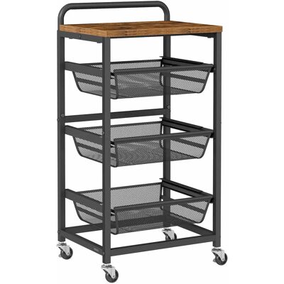 VASAGLE Carrello portaoggetti a 4 livelli, con cestini rimovibili, ripiano da cucina con ruote e maniglia, 31,7 x 40 x 76 cm, marrone rustico e nero inchiostro/quercia oro e bianco opaco Marrone Rustico e Nero Inchiostro VASAGLE Carrello portaoggetti a 4 livelli, con cestini rimovibili, ripiano da cucina con ruote e maniglia, 31,7 x 40 x 76 cm, marrone rustico e nero inchiostro/quercia oro e bianco opaco Marrone Rustico e Nero Inchiostro