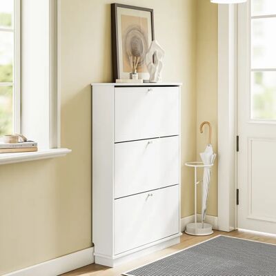 SoBuy FSR215-W Scarpiera ultra stretta da 18 cm, adatta per scarpe grandi fino alla taglia EU 47, scarpiera stretta per ingressi, corridoi, piccoli appartamenti, salvaspazio - 76x18x113 cm White SoBuy FSR215-W Scarpiera ultra stretta da 18 cm, adatta per scarpe grandi fino alla taglia EU 47, scarpiera stretta per ingressi, corridoi, piccoli appartamenti, salvaspazio - 76x18x113 cm White