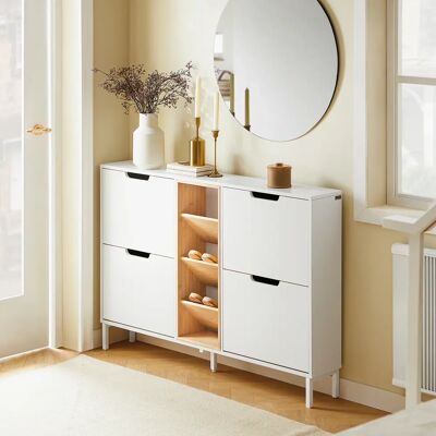 SoBuy Scarpiera bianca naturale - Stoccaggio scarpe, 4 cassetti a ribalta, 3 ripiani SoBuy Scarpiera bianca naturale - Stoccaggio scarpe, 4 cassetti a ribalta, 3 ripiani